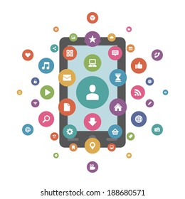 Flat design vector illustration infographic design elements concept. Business and social media design and mobile phone. Design template. 