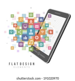 Flat design vector illustration infographic design elements concept. Business and social media design and mobile phone. Design template.