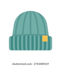 Flat design vector illustration of a knitted winter beanie hat