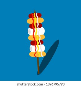 Flat design vector illustration of Korean food called so-tteok.