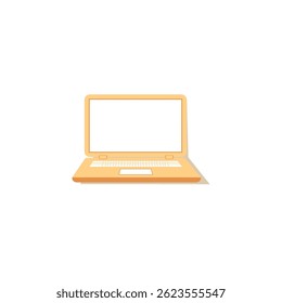 Flat Design Vector Illustration of Laptop Computer Minimalist Style, Top View