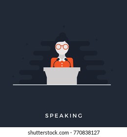 Flat Design. Vector Illustration. Leadership Coaching Concept. Coach with Loudspeaker