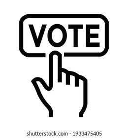 Flat design vector illustration of a logo icon of a hand with index finger pointing up to vote in an election. black and white editable line style. 4000 x 4000 pixel perfect.