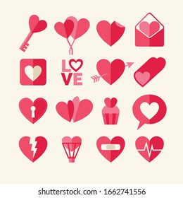 Flat Design Vector Illustration. Love Colorful Items.