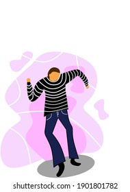 Flat design vector illustration of a man dancing.