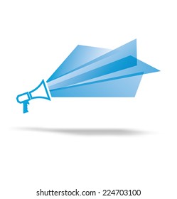 Flat design vector illustration with megaphone with speech bubble