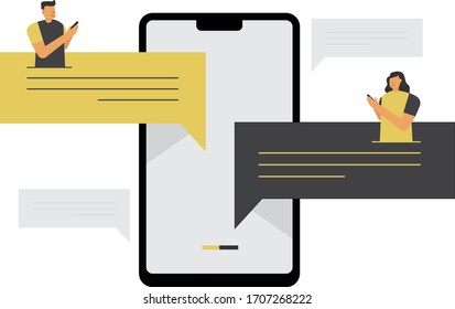 Flat design vector illustration of mobile smartphone communication