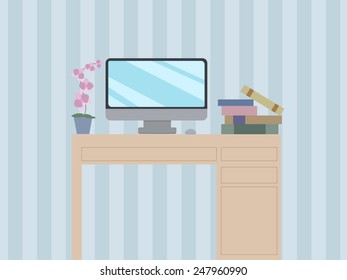Flat design vector illustration of modern desktop