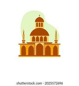 Flat design vector illustration of a mosque building. for maps, infographics and Ramadan greeting cards
