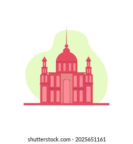 Flat design vector illustration of a mosque building. for maps, infographics and Ramadhan greeting cards