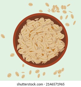 Flat design vector illustration of oatmeal on green background