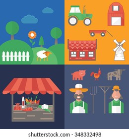flat design vector illustration on farm theme 