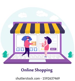 Flat design vector illustration online shopping e-commerce
