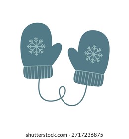 Uma ilustração vetorial de design plano de um par de luvas infantis conectadas por uma corda