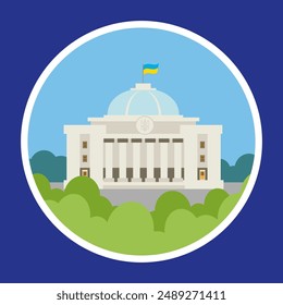 Flat design vector illustration of Parliament of Ukraine.