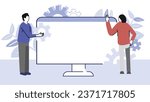 flat design vector illustration ,person with blank board