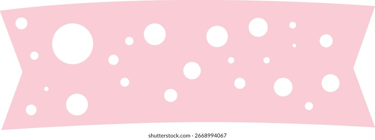 "Flaches Design, Vektorgrafik von rosafarbenem Polka Dot Banner mit verspielter gepunkteter Dekoration, perfekt für Partys, Einladungen, Hintergründe und kreative Designprojekte."