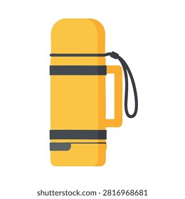 Flat design vector illustration of a portable thermos bottle shown in an upright position