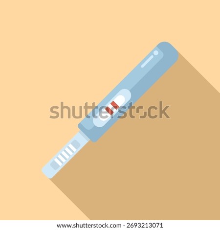 Flat design vector illustration of a positive pregnancy test result with two lines, announcing the joyful anticipation of expanding the family and the journey into motherhood