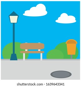 flat design vector illustration quiet park in town