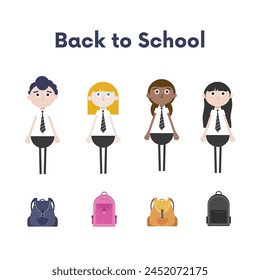 A Flat Design Vector Illustration of Schoolyard Squad