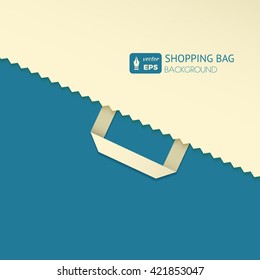 Flat design vector illustration with shopping bag. Concept background for newsletters online stores, web sites banners of shopping, discount, e-commerce, online shopping, sale.