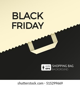 Flat design vector illustration with shopping bag. Black friday concept background for newsletters online stores, web sites banners of shopping, discount, e-commerce, online shopping, sale.