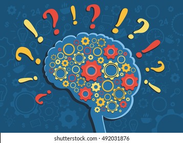 Flat design vector illustration shows generation of idea