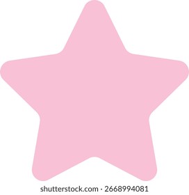 "Flat design vector illustration of simple pink star with five points, perfect for children’s graphics, stickers, icons, decorations, and playful creative projects."