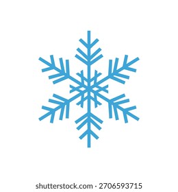A flat design vector illustration of a six-pointed snowflake