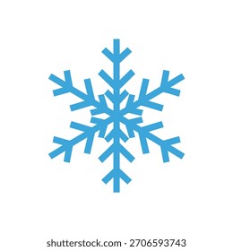 Una Ilustración vectorial de diseño plano de un copo de nieve de seis puntas