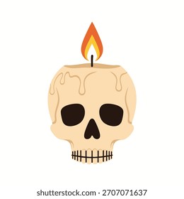 Una Ilustración vectorial de diseño plano de una vela en forma de calavera