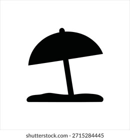 Flat design vector illustration of a sleek black umbrella, isolated on white. Scalable, clean lines, perfect for weather, protection, or travel themes.