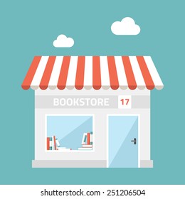 Flat design vector illustration of small business concept. House with shop