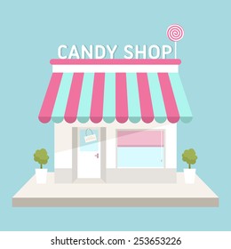 Flat design vector illustration of small business concept. House with shop