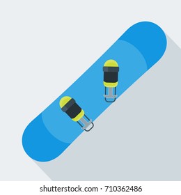 Flat design vector illustration of snowboard icon. Winter sports. Outfit, clothing, accessories for skiing, snowboarding. Holidays in mountains, active lifestyle. Isolated on white background.