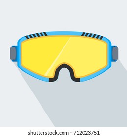 Flat design vector illustration of snowboard mask icon. Winter sports. Outfit, clothing, accessories for skiing, snowboarding. Holidays in mountains, active lifestyle. Isolated on white background.