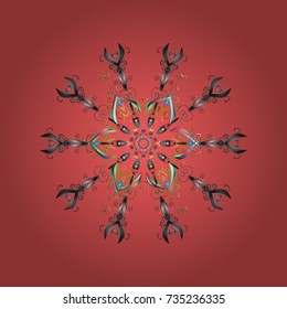 Flat design. Vector illustration. Snowflake icon, isolated. Vector winter snowflakes on colorful background. Vector snowflake icon.