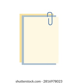 Flat design vector illustration of a stack of rectangular paper sheets clipped together at the top