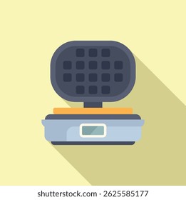 Flat design vector illustration of a stylish waffle iron with digital display