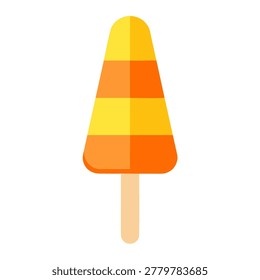 Flat design vector illustration of a stylized triangular ice cream pop on a stick