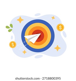 Diseño plano Ilustración vectorial de éxito objetivo objetivo objetivo objetivo estado vacío ui concepto de pantalla
