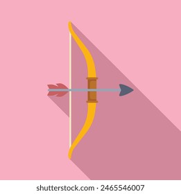 Flat design vector illustration of a traditional bow and arrow with a contemporary pink backdrop