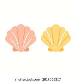 Flat design vector illustration of two seashell icons