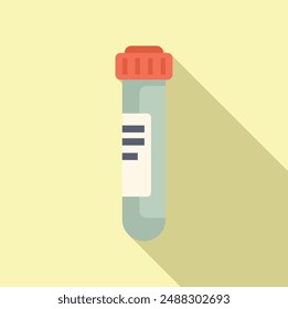Flache Design-Vektorillustration eines Vacutainer-Kollektion-Röhrchens mit Schatten