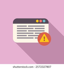 Flat design vector illustration of a website interface with an alert symbol, indicating an error or important notice