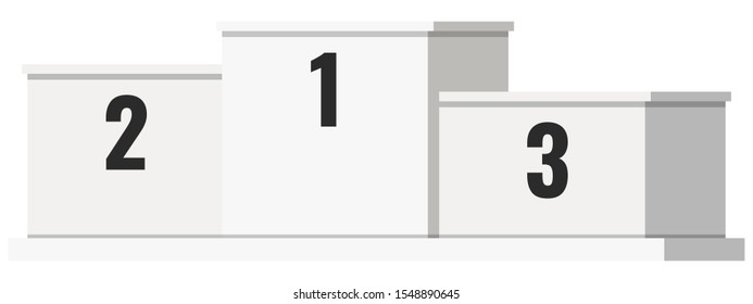 Flat design vector illustration of white winner podium templates with  1, 2, 3 number isolated on white background. Pedestal winner with first, second and third places at sporting events, prizes.