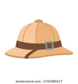 Flat design vector illustration of a wide-brim safari hat