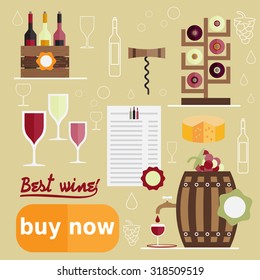 flat design vector illustration of wine theme