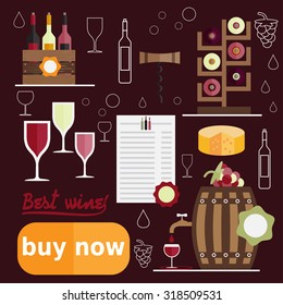 flat design vector illustration of wine theme